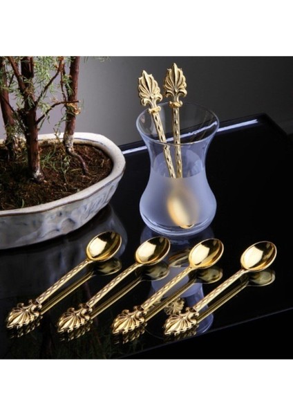 Altın Renkli Dekoratif Çay Kaşığı Seti, Şık ve Kullanışlı, 6'lı Paket