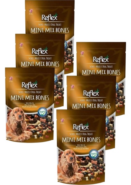 Semi Moist Küçük Karışık Kemikler Yarı Yumuşak Köpek Ödül Maması 150 gr Altılı Paket