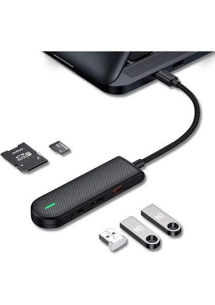 HU-1430 5 In 1 Type-C Çoklayıcı (Usb3.0x1+Usb2.0x2+Sd/tf Card Slotx1)- Gri fırsatları