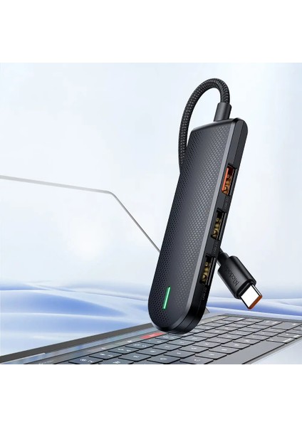 HU-1430 5 In 1 Type-C Çoklayıcı (Usb3.0x1+Usb2.0x2+Sd/tf Card Slotx1)- Gri indirimleri