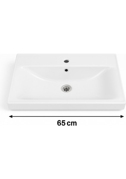 Legna 65 cm Banyo Dolabı Takımı – Antrasit & Ahşap – Tamamı Mdf – Seramik Lavabolu – Alt ve Üst Dolaplı