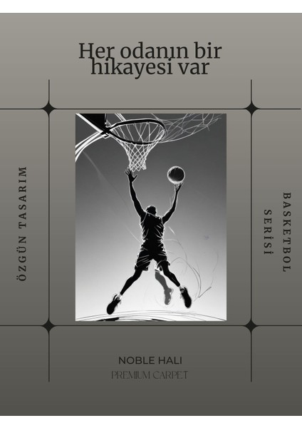 Dijital Baskı Siyah Beyaz Basketbol Temalı Makinada Yıkanabilir Genç Odası Salon ve Yolluk Halısı fiyatları