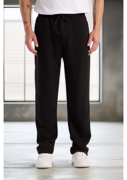 Mendes Baggy Kalıp Diagonal 3 Iplik Kumaş Erkek Eşofman Altı Pantolon - Siyah modelleri