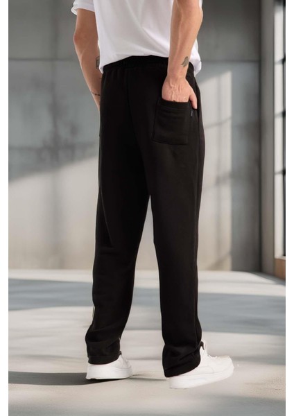 Mendes Baggy Kalıp Diagonal 3 Iplik Kumaş Erkek Eşofman Altı Pantolon - Siyah fırsatları