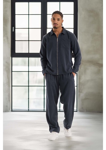 Baggy Kalıp Cupra Kumaş Jogger Erkek Eşofman Takımı - Füme