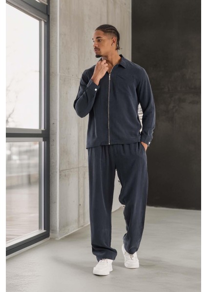 Baggy Kalıp Cupra Kumaş Jogger Erkek Eşofman Takımı - Füme fırsatları