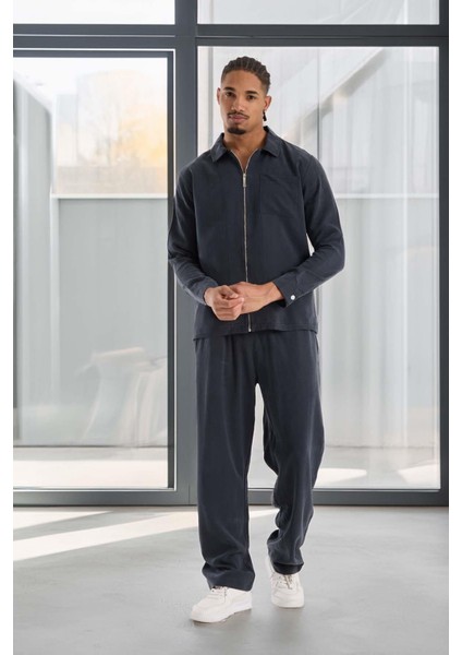 Baggy Kalıp Cupra Kumaş Jogger Erkek Eşofman Takımı - Füme indirimleri