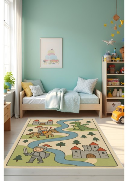 Dijital Baskı Çocuk Odası Halısı Makinede Yıkanabilir Anti Bakteriyel Leke Tutmaz Kaymaz Taban. fiyatları