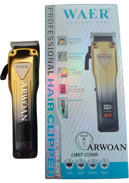 Profesyonel Kablosuz Saç Kesme Makinesi - Seramik Titanyum Bıçak, Dijital Ekran, USB Şarj ve Limit Tarağı Seti