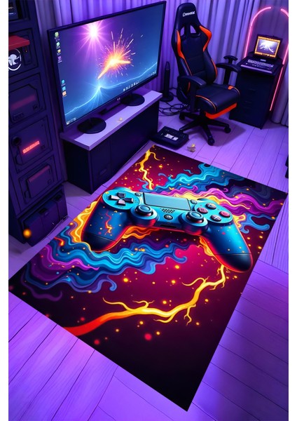 Gaming Halı Dijital Baskı Oyun Odası Halısı Kaymaz Taban Yıkanabilir Gamer Modern Tasarım