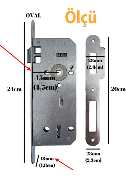 Iç Kapı Oda Kapısı Gömme Kilit 18 x 45MM Göbek Ölçülü Metal Iç Kapı Kilidi 1 Anahtarlı modelleri