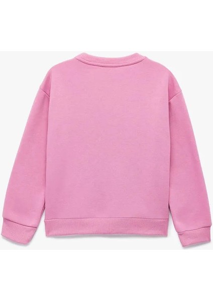 Bisiklet Yaka Şardonlu Baskılı Pembe Kız Çocuk Sweatshirt 6WKG10108AK fiyatları