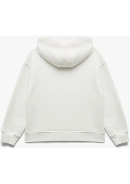 Oversize Kapşonlu Ekru Kız Çocuk Sweatshirt 6WKG10207AK fiyatları