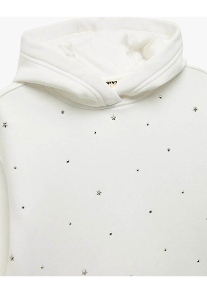 Oversize Kapşonlu Ekru Kız Çocuk Sweatshirt 6WKG10207AK modelleri