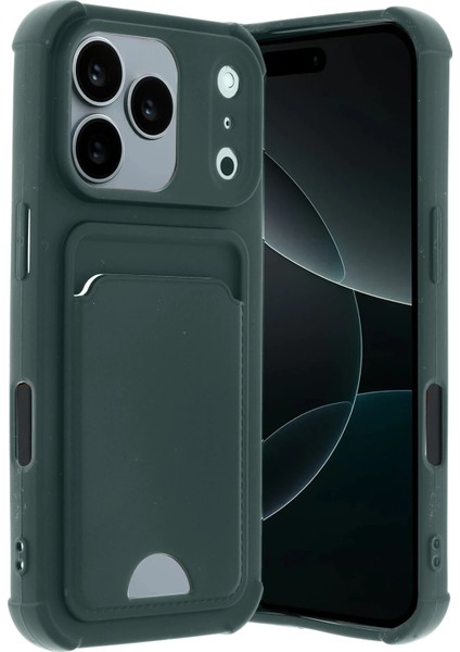 iPhone 17 Pro ile Uyumlu Kılıf Tpu Silikon, Kamera Korumalı, Kartlık Bölmeli Card Case