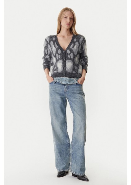 Kadın Onledelıe V Yaka Desenli Yün Hırka 15353090 Gri fiyatları