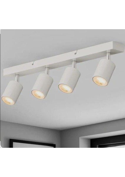 GU10 Beyaz Metal Gövde 4’lü Hareketli Başlıklı LED Spot Avize Günüışığı Beyaz Işık Tasarruflu fiyatları