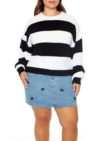 Plus Size Çizgili Kazak fiyatları