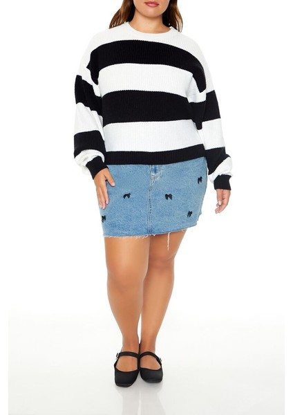 Plus Size Çizgili Kazak fırsatları