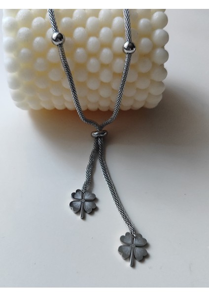 Yonca Kolye Hasır Zincirli Gümüş Renk Paslanmaz Çelik fırsatları