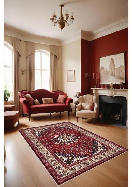 Dijital Baskı Klasik Desenli Çerçeveli Dekoratif Makinada Yıkanabilir Salon ve Yolluk Halısı