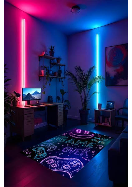 Gaming Halı Dijital Baskı Oyun Odası Halısı Kaymaz Taban Yıkanabilir Gamer Modern Tasarım