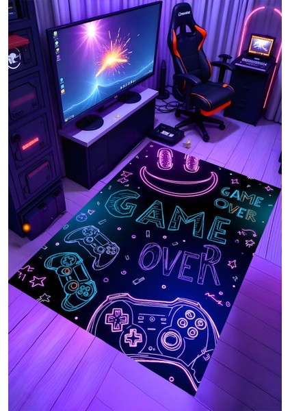 Gaming Halı Dijital Baskı Oyun Odası Halısı Kaymaz Taban Yıkanabilir Gamer Modern Tasarım modelleri