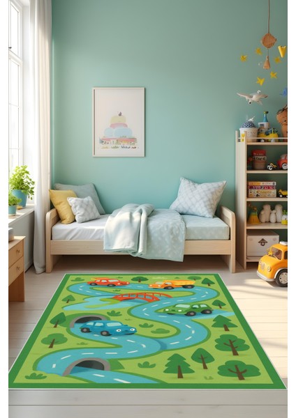 Dijital Baskı Çocuk Odası Halısı Makinede Yıkanabilir Anti Bakteriyel Leke Tutmaz Kaymaz Taban. fiyatları