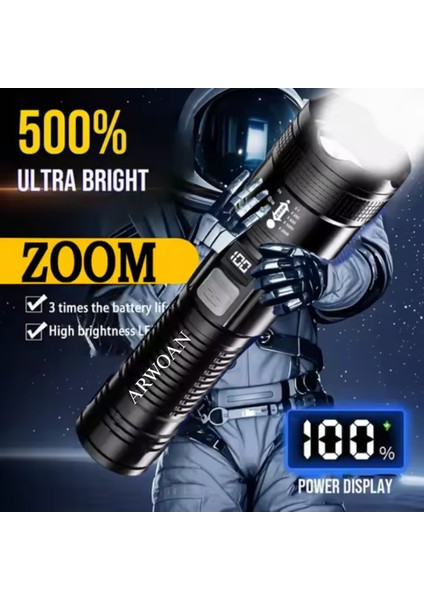 Yüksek Güç Taktik Şarj Edilebilir LED El Feneri Uzun Menzilli Çok Güçlü Fener fırsatları