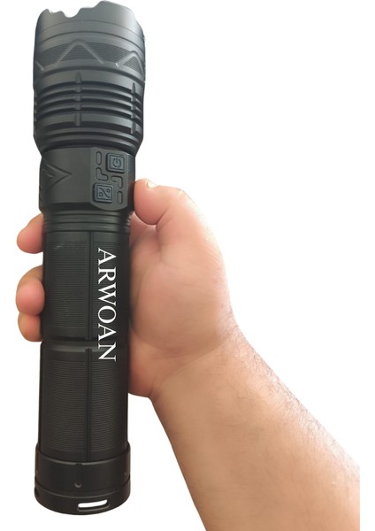 Yüksek Güç Taktik Şarj Edilebilir LED El Feneri Uzun Menzilli Çok Güçlü Fener indirimleri