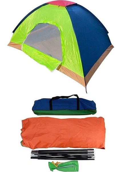 Kolay Kurulumlu Taşınır Su Geçirmez Sineklikli Pratik Kamp Çadırı 2-3 Kişilik (200X150X110)