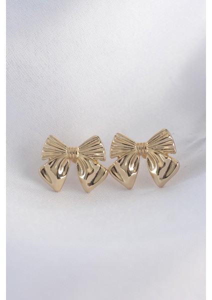 Pirinç Gold Renk Fiyonk Küpe - PRT3500EB01427