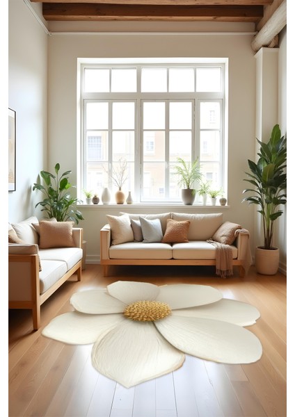 Dijital Baskı Kum Çiçek Desen Lazer Kesim Dekoratif Makinada Yıkanabilir Yuvarlak Antre Salon Halısı fiyatları