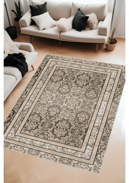Dijital Baskı Klasik Desenli Çift Çerçeveli Dekoratif Makinada Yıkanabilir Salon ve Yolluk Halısı