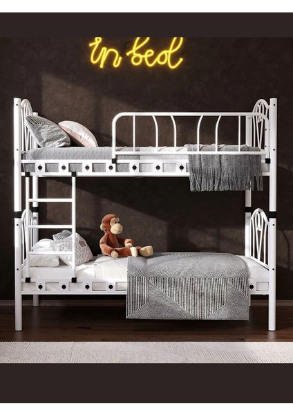 Argimo Orkide Genç Odası Metal Ranza ve Karyola 90 x 190 Beyaz fiyatları