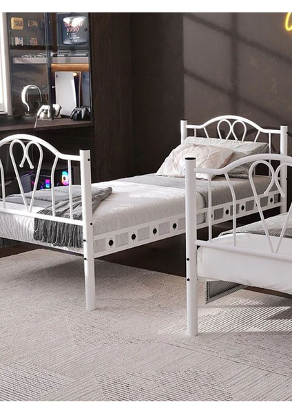 Argimo Orkide Genç Odası Metal Ranza ve Karyola 90 x 190 Beyaz fırsatları