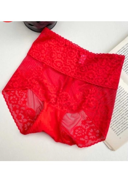 Yüksek Belli Kırmızı Külot , Dantel Kırmızı Külot