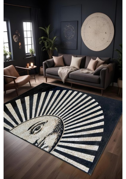 Makinede Yıkanabilir Siyah Beyaz Kaymaz Taban Leke Tutmaz Salon Halısı Genç Halısı Çocuk Halısı modelleri