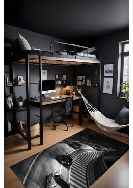 Dijital Baskı Araba Temalı Kaymaz Taban Leke Tutmaz Makinada Yıkanabilir Salon Halısı Genç Halısı modelleri