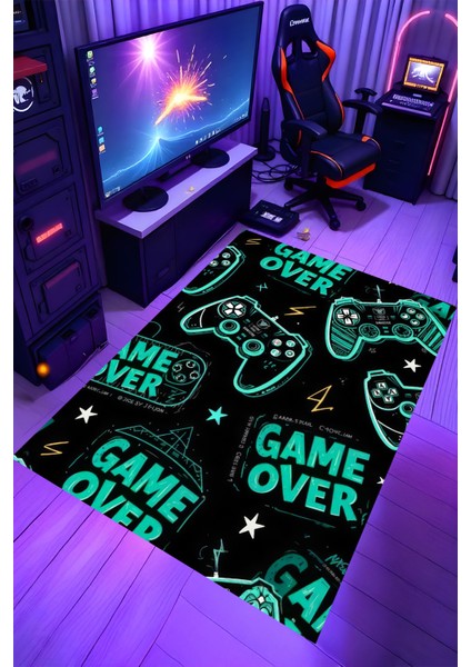 Gaming Halı Dijital Baskı Oyun Odası Halısı Kaymaz Taban Yıkanabilir Gamer Modern Tasarım modelleri