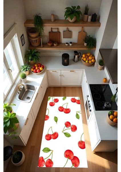 Dijital Baskı Modern Kaymaz Taban Leke Tutmaz Makinada Yıkanabilir Mutfak Halısı ve Balkon Halısı