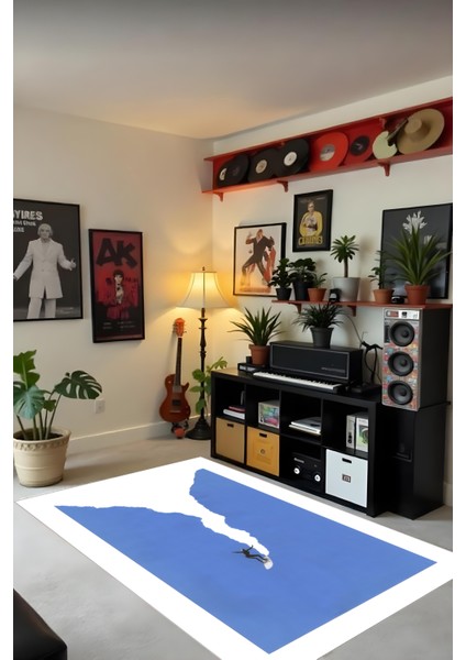 Dijital Baskı Deniz ve Sörf Figürlü Kaymaz Taban Makinada Yıkanabilir Salon Halısı Genç Odası Halısı fiyatları