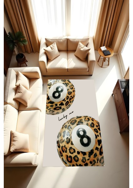 Dijital Baskı Leopar Bilardo Desen Kaymaz Taban Makinada Yıkanabilir Salon Halısı Genç Oda Halısı