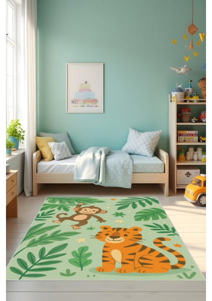 Dijital Baskı Çocuk Odası Halısı Makinede Yıkanabilir Anti Bakteriyel Leke Tutmaz Kaymaz Taban. fiyatları