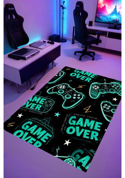 Gaming Halı Dijital Baskı Oyun Odası Halısı Kaymaz Taban Yıkanabilir Gamer Modern Tasarım