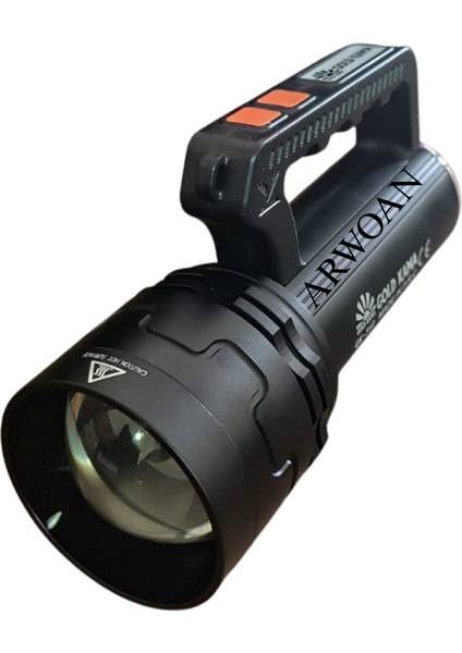 GK-312 Şarjlı LED El Feneri Metal Taşıma Çantalı, Güçlü, Uzun Menzilli, USB Şarjlı