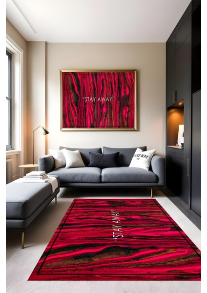 Dijital Baskı Stay Away Yazılı Modern Kaymaz Taban Makinada Yıkanabilir Salon Halısı ve Yolluk fiyatları
