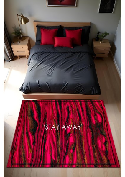 Dijital Baskı Stay Away Yazılı Modern Kaymaz Taban Makinada Yıkanabilir Salon Halısı ve Yolluk fırsatları