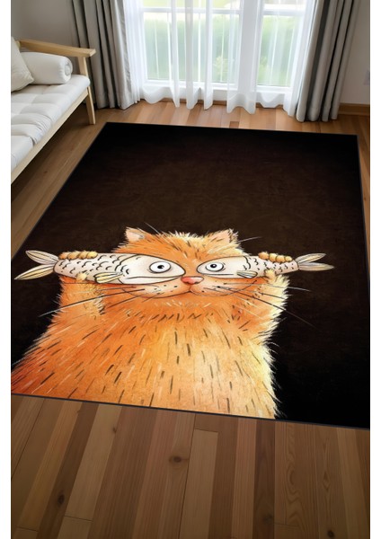 Makinede Yıkanabilir Kedi Çocuk Halısı Kaymaz Taban Leke Tutmaz Mutfak Halısı Salon Halısı ve Yolluk