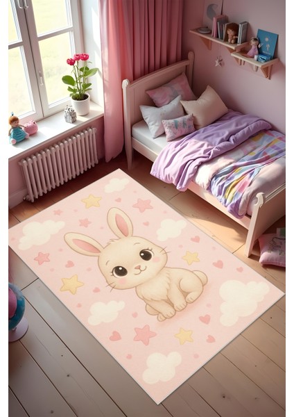 Dijital Baskı Çocuk Odası Halısı Makinede Yıkanabilir Anti Bakteriyel Leke Tutmaz Kaymaz Taban.